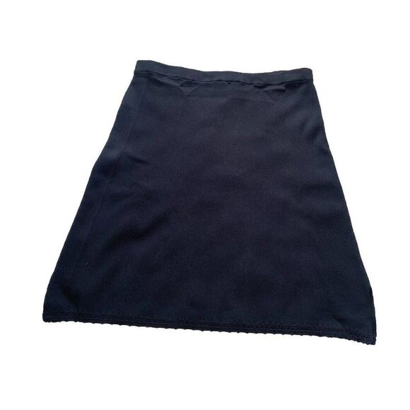 Ralph Lauren Blue Label Skirt Black Knit A-Line Medium Stretch Embroidered Edge - Picture 1 of 6